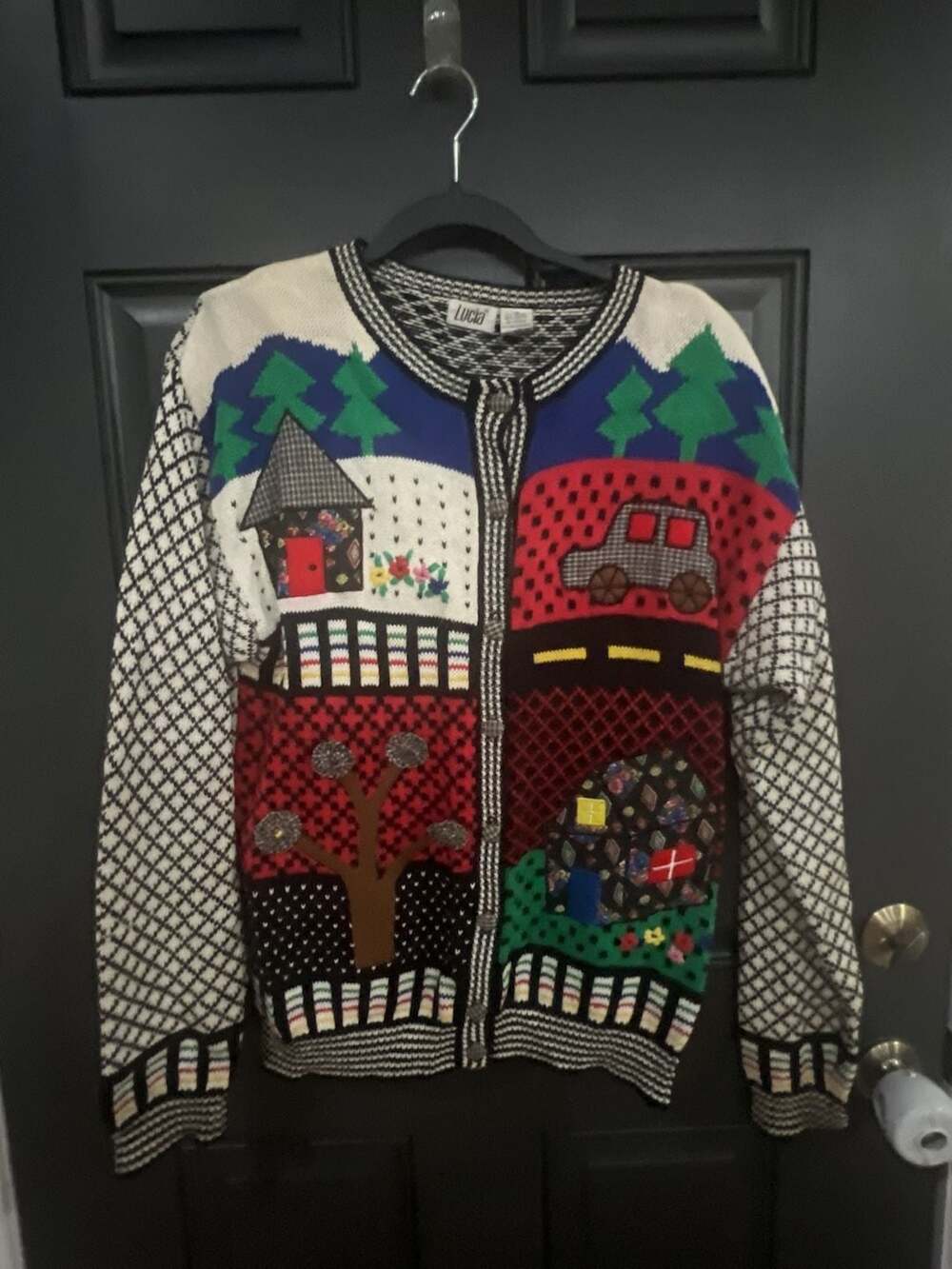 Lucia Home Sweet Home Cottagecore Sweater Cardigan Size M